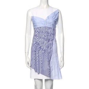 Victoria Beckham Asymmetrical Dress in Blue White Stripes M (size tag removed)